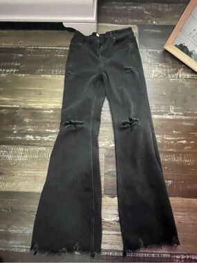 Black Boot Cut Distressed Women's Jeans